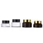 Glass Bottle Container Compatible for Cosmetic(12 Pack) Body Amber Color Cosmetic Glass Containers Empty Cream Jars (30ml, Amber Bottle + Black Cap)