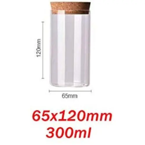 Glasgefäß mit Deckel Korkkolonne Luftdichter Behälter Lagerung von Flaschen, Gläser, Getreide, Tee, Kaffeebohnen, Süßigkeiten, Lebensmittelflasche, 65x120mm 300ml