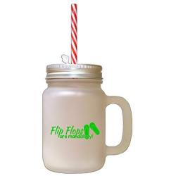 Green Flip Flops Are Mandatory Frosted Glass Mason Jar With Straw