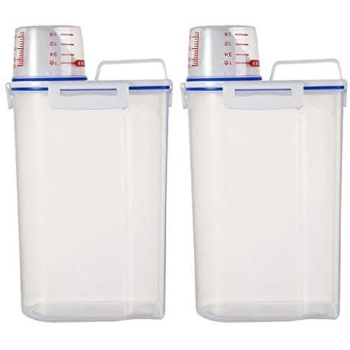 CANAFA Kitchen Plastic Cereal Dispenser Storage Box with Pour Spout Kitchen Food Grain Rice Container 2pcs