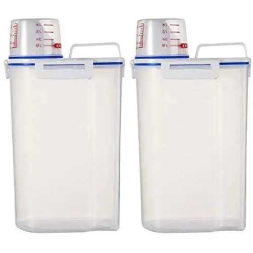 CANAFA Kitchen Plastic Cereal Dispenser Storage Box with Pour Spout Kitchen Food Grain Rice Container 2pcs