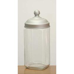 Italo Ottinetti Square Glass Jar Glazed Aluminium Mat Lid 1.5 Litre Aluminum, Metallic, One Size