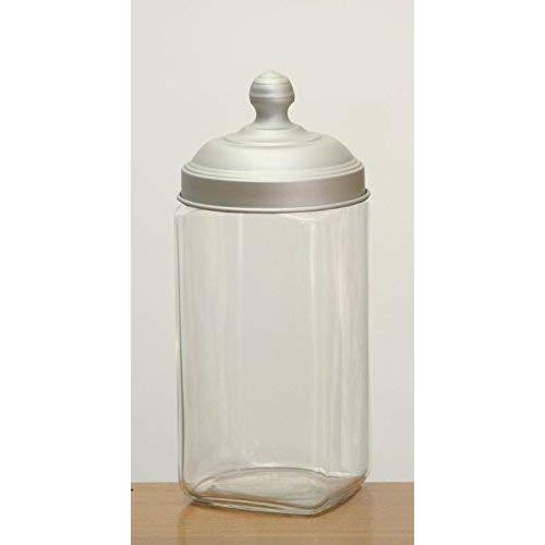 Italo Ottinetti Square Glass Jar Glazed Aluminium Mat Lid 1.5 Litre Aluminum, Metallic, One Size