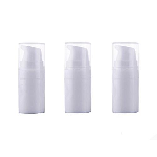 3PCS Disposable Airless Pump Bottles-Empty Portable Plastic Mini Bayonet Cream Lotion Toner Cosmetic Toiletries Liquid Storage Containers Jar Pots(White) (5ml)