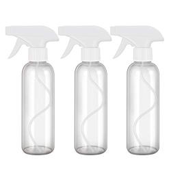 QKURT 3PCS Trigger Sprayers, 250ML Refillable Water Spray Bottle Liquid Containers Clear Empty Bottle for Essential Oil Water Kitchen Bath and Cleaning-250ML