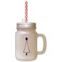 Navy Christmas Tree Style 2 Frosted Glass Mason Jar With Straw