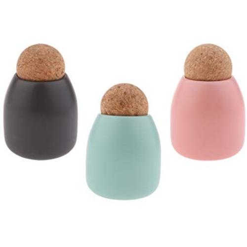 Flameer Pack 3, Kitchen Canister, Food Storage Container, Ceramic Pot Jar for Cereal Tea Sugar Serving Ball Cork Stopper 500ml