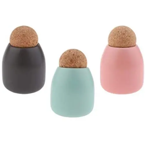 Flameer Pack 3, Kitchen Canister, Food Storage Container, Ceramic Pot Jar for Cereal Tea Sugar Serving Ball Cork Stopper 500ml