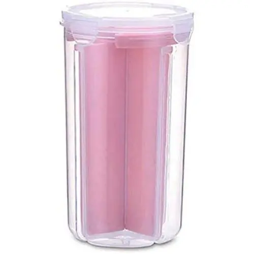 Kitchen Storage Organizer Cereal Container Rice Cereal Grain Bean Container & Measuring Cup Sealed Box Silicone Ring Sealed Tank Condiment bottles (Color : PK L)