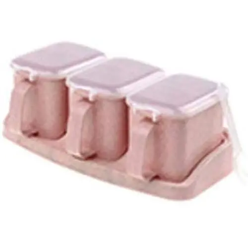 Küchengewürz Box Kunststoff Gewürzbehälter Set Haushaltsgewürz MSG Lagerbox Salzbehälter Gewürzboxen, PINK3