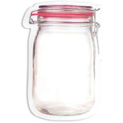 OBR KING 3PCS Sealing Food Snack Storage Bag Reusable Mason Jar Shape Zip Lock Bag (L)