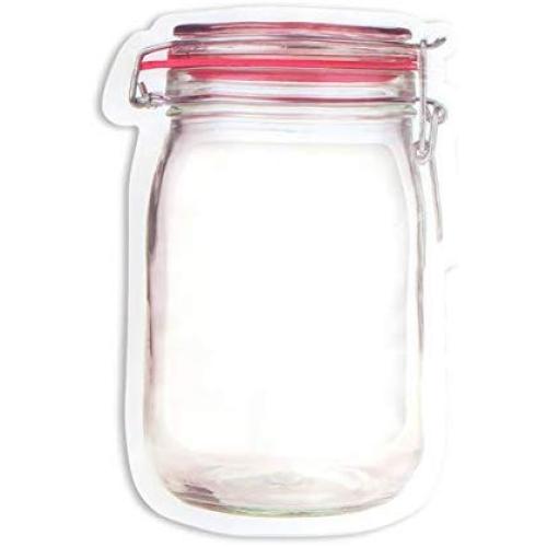 OBR KING 3PCS Sealing Food Snack Storage Bag Reusable Mason Jar Shape Zip Lock Bag (L)