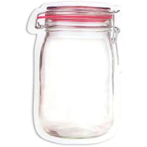 OBR KING 3er Set Dichtungsbeutel für Snacks und Lebensmittel, wiederverwendbar, Mason Jar Form, Ziplock Beutel (L)