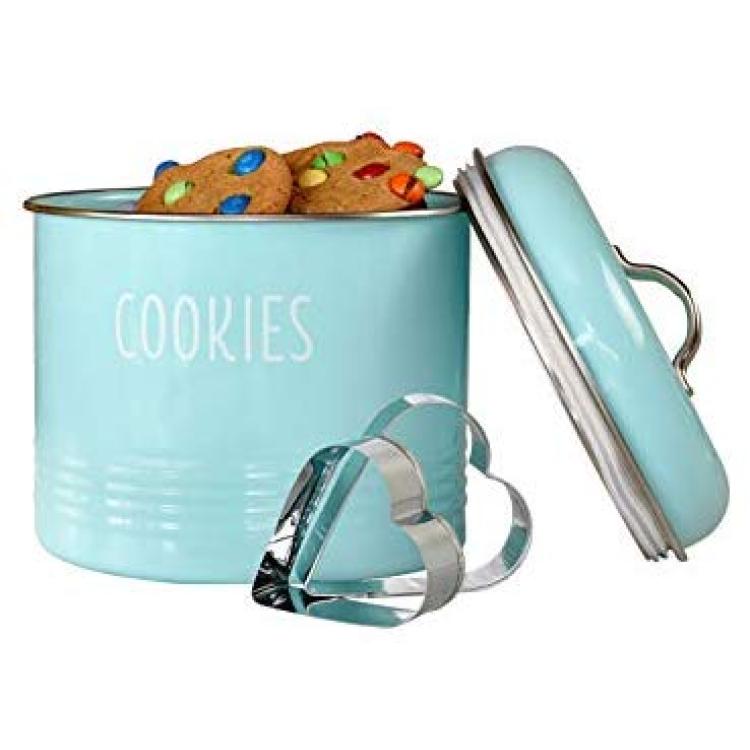 Outshine Vintage Cookie Jar with Airtight Lid, Cute Cookie Container with 2  Bonus Cookie Cutters, Decorative