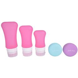 Sankuwen Silicone Travel Bottles Containers Portable Refillable Squeezable Empty Cosmetic Toiletry Containers with Cream Jars,Set of 5