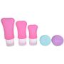 Sankuwen Silicone Travel Bottles Containers Portable Refillable Squeezable Empty Cosmetic Toiletry Containers with Cream Jars,Set of 5