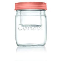 Jar in a Jar - 2 in 1 Classic Glass Mason Jar Fitted with A Smaller Jar Inside Under One Leak Proof Lid Perfect for Storage & Food On The Go ? By Consol (17oz, Red)