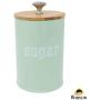 Set of 3 Metal Food Storage Tin With Bamboo Lid for Sugar Tea Coffee Canister Jar Light Green (LIGHT GREEN)
