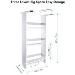 Rack Fridge Wood Organizer Refrigerator Side Storage Rack Paper Towel Holder, Rustproof Spice Jars Rack Kitchen Storage Wrap Rack Organizer Refrigerator Shelf Storage Adjustable Cabinet Door Mount