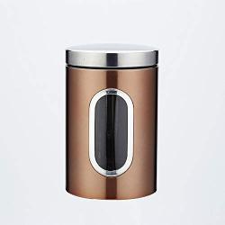 Coffee Beans Sealed Cans Transparent Stainless Steel Sealed Cans Set Kitchen Food Storage Jars Grains Cereal Tea Storage Cans (brown) For Home Kitchen Storage (Color : Brown, Size : 1.5L)