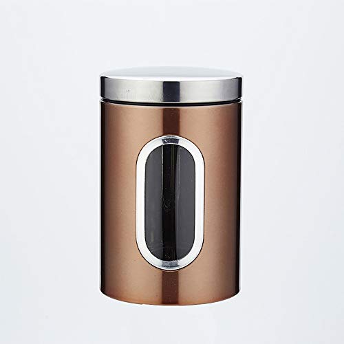 Kaffeebohnen versiegelte Dose, transparente Edelstahl-Dosen-Set, Küchen-Lebensmitteldosen, Getreide, Müsli, Tee-Dosen zum Trockenspeichern (Farbe: Braun, Größe: 1,5L)