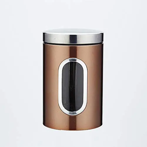 Kaffeebohnen Dosen, transparente Edelstahl-Dosen Set, Küchen Lebensmittelbehälter Gläser, Getreide Cerealien Tee Dosen (Braun) Für Heimküche Aufbewahrung (Farbe: Braun, Größe: 1,5L)