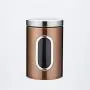 Kaffeebohnen Dosen, transparente Edelstahl-Dosen Set, Küchen Lebensmittelbehälter Gläser, Getreide Cerealien Tee Dosen (Braun) Für Heimküche Aufbewahrung (Farbe: Braun, Größe: 1,5L)