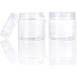 BENECREAT 20 Pack 2oz PET Plastic Round Container Jars with Clear Lids and and Leakproof Gasket for Beads, Crafts, Body Scrub Creams