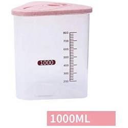 LoCbaT- 1x Storage Organizer 500ml 1000ml Grain Container Rice Box Cereal Bean Sealed With Measuring Cup Boxes Jars Bottles Jars Boxes Rice Storage Plastic Kitchen Container Beaker Bottle