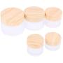 Xunlin 1/5Pc New 5g 10g 15g 30g 50g Frost Glass Bottle Plastic Bamboo Lid Glass Jar Empty Bottle Cream Jar Cosmetic Packaging Container (Color : Dark Khaki)