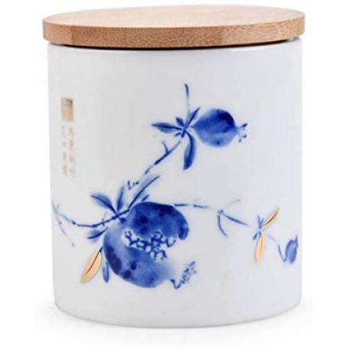 Ceramics Storage Jar, Loose Tea Tin with Airtight Lid for Tea Coffee Herb Spices Sugar and More (E)