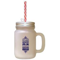 Navy When Snows AinT It Thrilling Though Nose Gets Chilling Frosted Glass Mason Jar With Straw