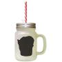 Black Tonkinese Cat Head Silhouette #1 Frosted Glass Mason Jar With Straw