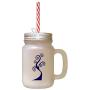 Navy Tree #2 Frosted Glass Mason Jar With Straw