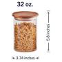 Essos Glass Jars with Wood Lids Set of (4) of 32oz Airtight and Stackable Storage Containers for the Kitchen Canister holds Food Cookies