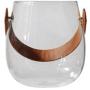 Unique Nordic Glass Storage Jar Bottle With Leather Handle Minimalist Desk Storage Bottle Organizer Flower Vase Container Decor,Low