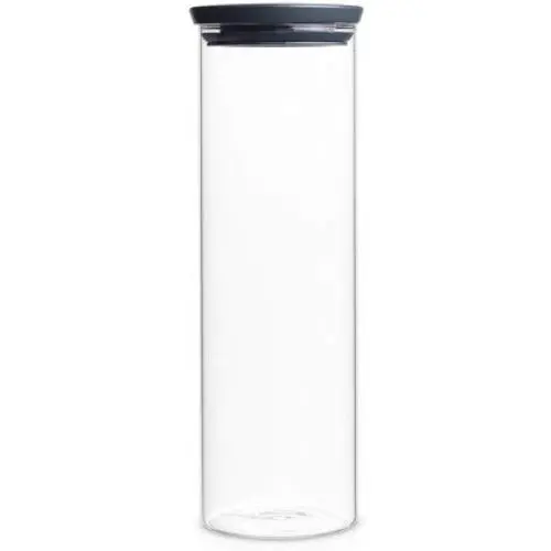 Brabantia Stapelbare Glasbehälter, + Graue Deckel, für Lagerung, Zubehör, 1,9l, 298240