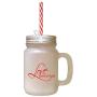 Red Love Begins At Home #2 Frosted Glass Mason Jar With Straw