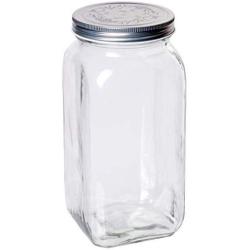 Classic Food Saver Canister, Square Glass Storage Container Jar with Metal Lid - 67.75 Ounces