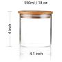 Sweejar Glass Food Storage Jar with Lids,Airtight Canisters Sets for Kitchen,Food Storage Container with Bamboo Lid for Serving Tea, Coffee, Spice and More(18 oz)