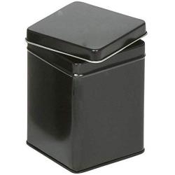 mikken # 42113 # 2 for 100 g Tin Caddies Storage Jars Spice Jars with 2 Labels, Metal, Black, 7.6 x 7.6 x 10 cm