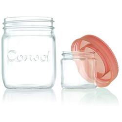 Jar in a Jar - 2 in 1 Classic Glass Mason Jar Fitted with A Smaller Jar Inside Under One Leak Proof Lid Perfect for Storage & Food On The Go ? By Consol (17oz, Red)