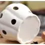Lucky lu White Garlic Ginger Keeper Vented Ceramic Storage Container Hollow Ceramic Storage Tank Bamboo Cover Kitchen Storage Container (Small)