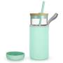 Tronco 20oz Glass Tumbler Glass Water Bottle Straw Silicone Pedestal Sleeve Bamboo Lid With Removeable Soft Insulator Sleeve - BPA Free
