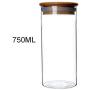 Glass Food Storage Jar with Natural Wood Lid - Coffee Bean & Kitchen Container for Tea Dry Fruit Nuts Candy Seasoning Spaghetti Clear Sealing size 750ML/25.4oz