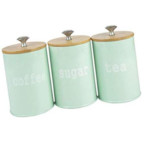 homozy Food Storage Canister 3Pcs -Food Storage Canister with Airtight Lid, Food Storage Jar Kit for Kitchen Serving for Coffee, Sugar, Tea, Flour -Green