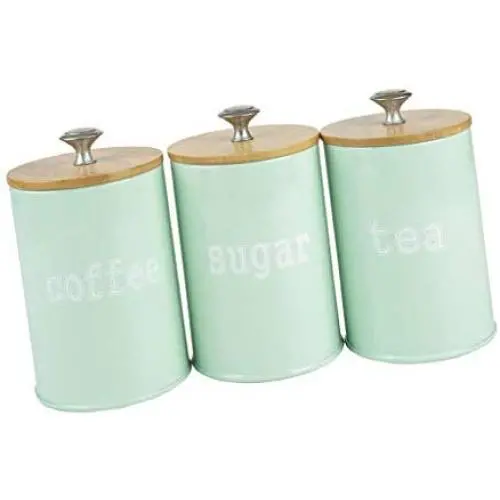 Homozy Lebensmittelbehälter 3er Set – Lebensmittelbehälter mit Dichtung, Lebensmittelbehälter-Set für Küche, Servieren von Kaffee, Zucker, Tee, Mehl – Grün