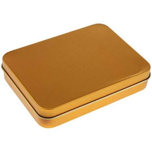 joyMerit Small Tin Box Container, Rectangular Tin Storage Case - 1.5 x 8.5 x 2.3 cm, Gold