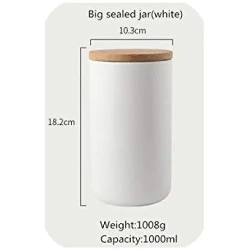260Ml/800Ml/1000Ml Sealed Ceramic Storage Jar With Bamboo Lid Spices Tank Container Kitchen Food Bottle Coffee Tea Caddy,L Sealed Jar-White 260Ml/800Ml/1000Ml Sealed Ceramic Storage Jar With Bamboo Lid Spices Tank Container Kitchen Food Bottle Coffee Tea Caddy,L Sealed Jar-White
