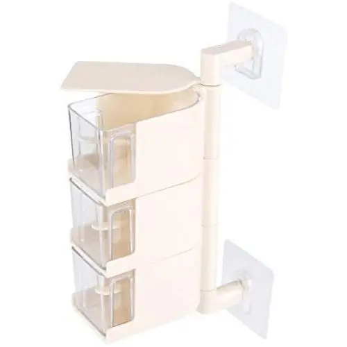 Fdit 3 Jars Spice Rack Seasoning Storage Box Wall-Mounted Paste Condiment Set Salt Spice Jars Container Cooking Tool Kitchen Accessories 360 Degree Rotating(Beige) Fdit 3 Jars Spice Rack Seasoning Storage Box Wall-Mounted Paste Condiment Set Salt Spice Jars Container Cooking Tool Kitchen Accessories 360 Degree Rotating(Beige)